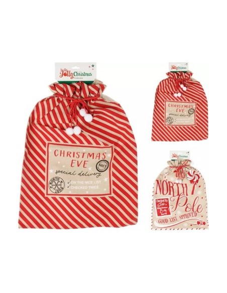 Christmas Santa Sack 50x70cm 2 Assorted Models Large Gift Bag Xmas XL KOPAAO400030 Koopman | Futurartshop.com