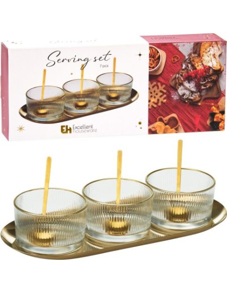 7-piece gold glass appetizer dish KOP278001280 Koopman | Futurartshop.com