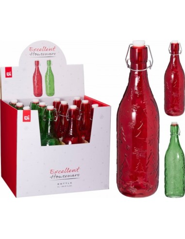 Bottiglia in vetro natale 1 litro 2 colori KOPCD4100110 Koopman | Futurartshop.com