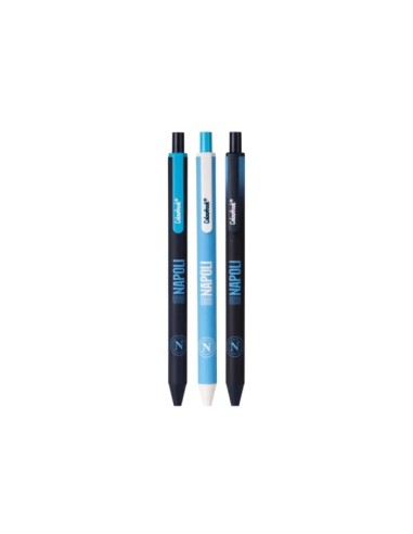 Set 3 penne a sfera SSC Napoli inchiostro blu LAGSSCN25025 Colourbook | Futurartshop.com