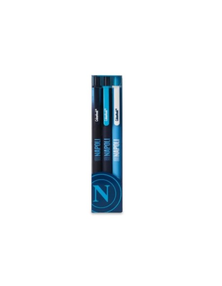 Set of 3 SSC Napoli ballpoint pens with blue ink LAGSSCN25025 Colourbook | Futurartshop.com