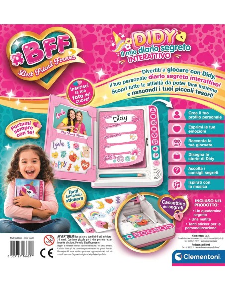 BFF Unicorn Interactive Secret Diary LCD Display Secret Drawer Girls CLE16681 Clementoni | Futurartshop.com