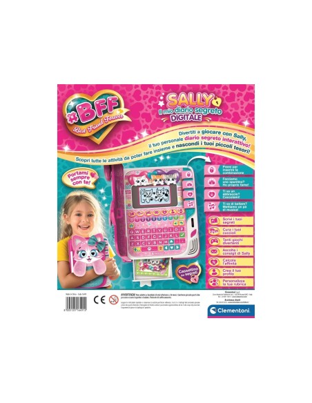 BFF Sally Diario Segreto Digitale LCD Gatto Occhi Animati Tastiera QWERTY 20 Attività Bambine CLE16491 Clementoni | Futurarts...