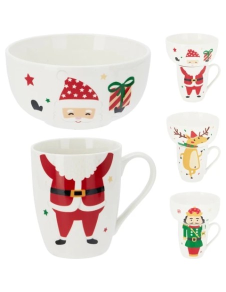 Set Ciotola e Mug Porcellana Natale 3 Decorazioni Assortite KOP170493200 Koopman | Futurartshop.com