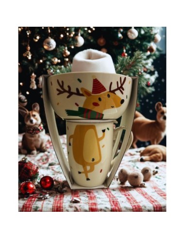 Set Ciotola e Mug Porcellana Natale 3 Decorazioni Assortite KOP170493200 Koopman | Futurartshop.com
