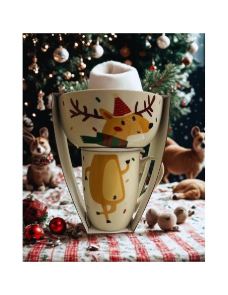 Set Ciotola e Mug Porcellana Natale 3 Decorazioni Assortite KOP170493200 Koopman | Futurartshop.com