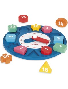 Wooden Clock 12 Colorful Shape Blocks Time Learning DAN054098 Dal Negro | Futurartshop.com 2
