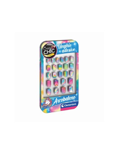 Crazy Chic Rainbow Adhesive Nails 22pc 6+ CLE18133 Clementoni | Futurartshop.com