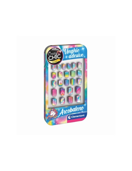 Crazy Chic Rainbow Adhesive Nails 22pc 6+ CLE18133 Clementoni | Futurartshop.com