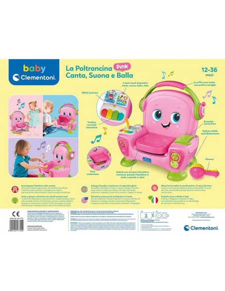 Baby Poltroncina Canta Suona Balla Rosa Pink 12M+ CLE17755 Clementoni | Futurartshop.com
