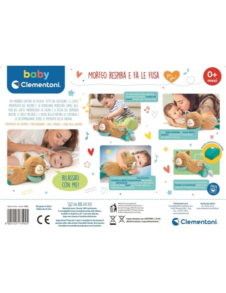 Morfeo Peluche Vibrante Fusa e Respiro Neonati 0M+ CLE17592 Clementoni | Futurartshop.com