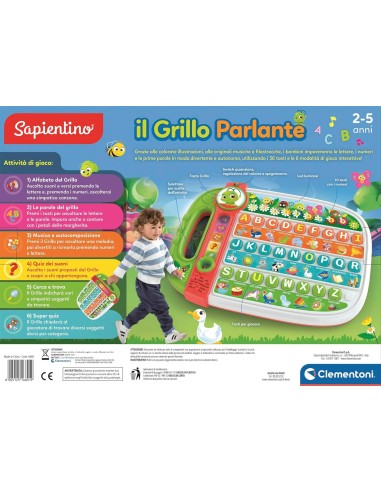 Sapientino Talking Cricket Clementoni Educational Toy 6 Modes 2-5 ITA CLE16801 Clementoni | Futurartshop.com