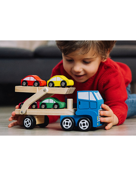 Bisarca Sprint Camion Trasporto Auto in Legno con 4 Macchinine Colorate Rampa Carico Gioco Educativo DAN054148 Dal Negro | Fu...