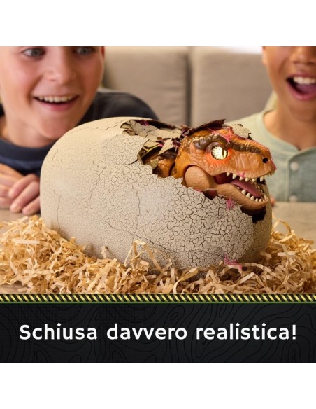 Primal Hatch Uovo Dinosauro T-Rex Interattivo che si Schiude con 100+ Suoni Clicker Bistecca Jurassic World AGR6072462 Spin m...
