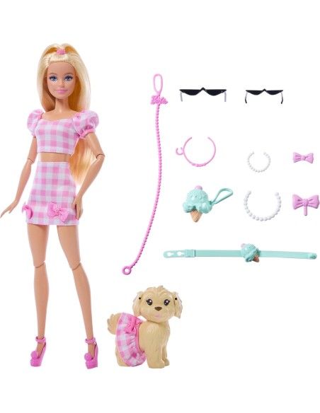 Barbie Twinning Looks Blonde Doll Dog Pink Gingham Outfits AGRJFP36 Mattel | Futurartshop.com
