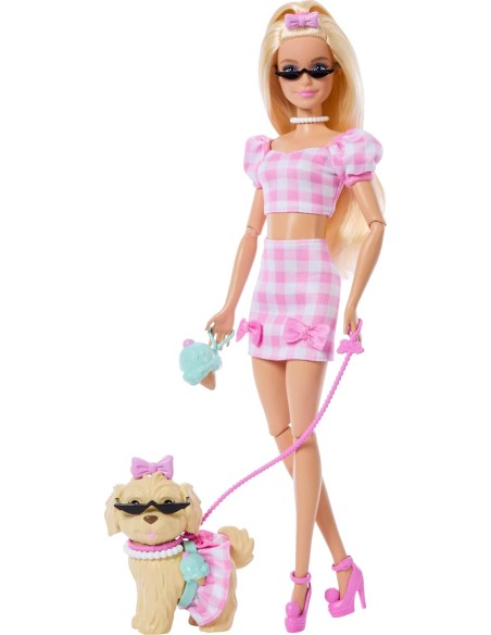 Barbie Twinning Looks Blonde Doll Dog Pink Gingham Outfits AGRJFP36 Mattel | Futurartshop.com