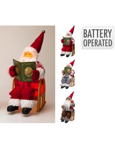 Babbo Natale su Dondolo con LED 25 cm Decorazione Natalizia 3 modelli KOPADJ000220 Koopman | Futurartshop.com