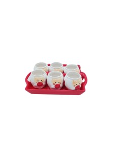 Set 6 Tazzine Caffè con Vassoio in Porcellana Idea Regalo DUE281698 Futurart | Futurartshop.com