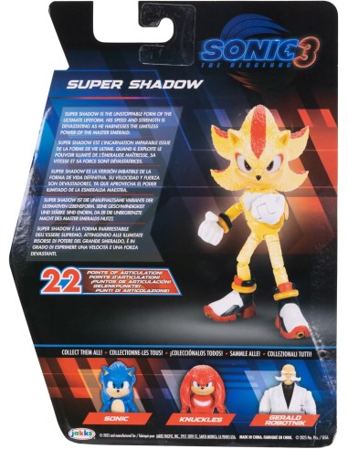 Sonic 3 Movie Super Shadow 5 Inch Action Figure Articulated JAK42953 Jakks Pacific | Futurartshop.com