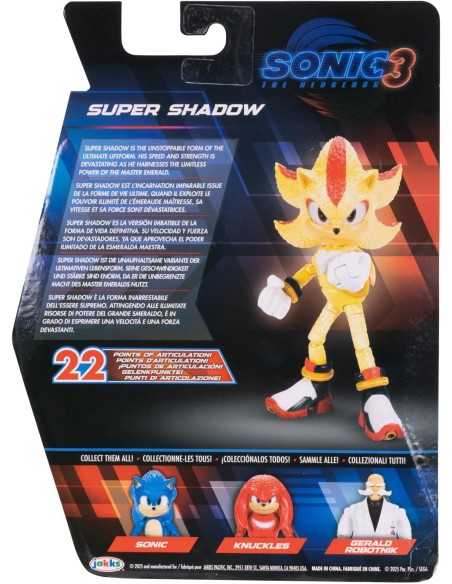 Sonic 3 Movie Super Shadow 5 Inch Action Figure Articulated JAK42953 Jakks Pacific | Futurartshop.com