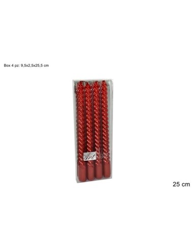 Red Twisted Candles 25cm Set of 4 Spiral Taper Candlestick DUE1C2112671-R Futurart | Futurartshop.com