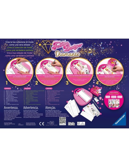 Ravensburger - Fashion Designer Diamante, Crea la tua Collezione di Moda, Gioco Creativo per Disegnare RAV23857 Ravensburger ...