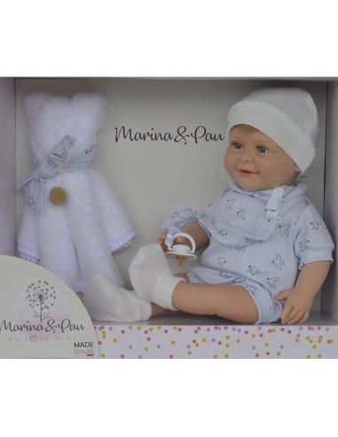 Sugar Teddy Blue Doll with Teddy Bear MAR739 Marina e Pau | Futurartshop.com