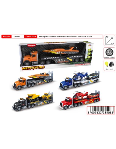 Metropoly Toy Transport Truck with Vehicles, Lights & Sounds – 4 Versions TOY28508 Toys Garden | Futurartshop.com