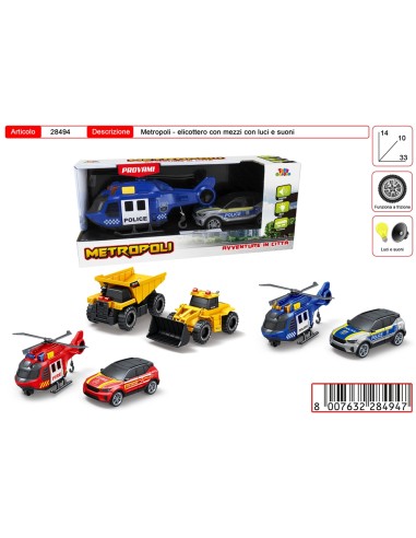 Metropoli 2 Veicoli Pronto Intervento con Luci e Suoni TOY28494 Toys Garden | Futurartshop.com