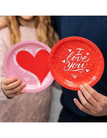 Set 8 In Love Plates Valentine's Day Party Table LAGCOL26001 Colourbook | Futurartshop.com