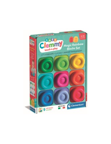 Clemmy Rainbow 9 Soft Blocks Baby Sensory Building Set CLE17604 Clementoni | Futurartshop.com