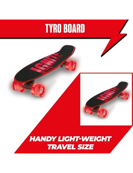 Skateboard Ignite Tyro Rosso Ruote Poliuretano Luminose LED Pedana 55x15 cm MON25543 Mondo | Futurartshop.com