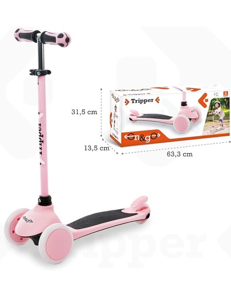On&Go Tripper 3-Wheel Pink Scooter MON28571 Mondo | Futurartshop.com
