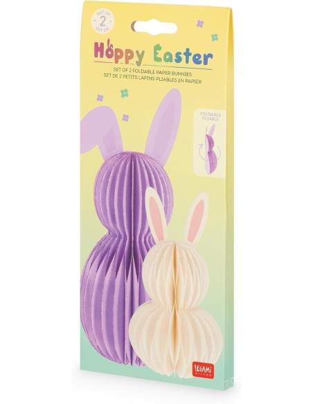 Happy Easter Foldable Paper Bunnies Set of 2 LEGPEB0001 Legami Milano | Futurartshop.com