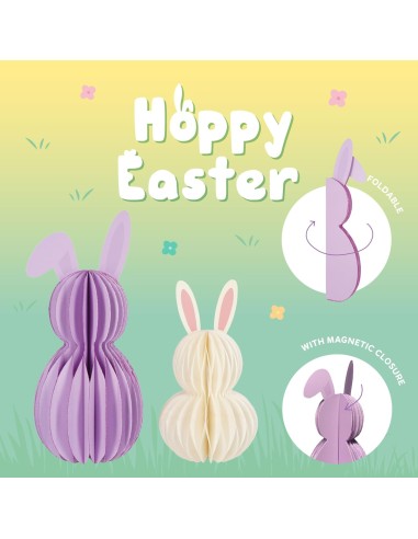 Happy Easter Foldable Paper Bunnies Set of 2 LEGPEB0001 Legami Milano | Futurartshop.com