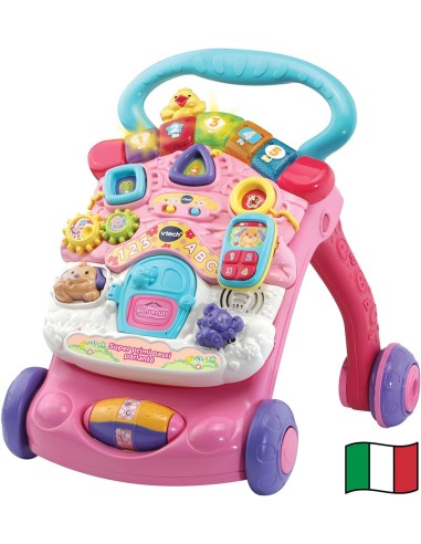 First Steps Baby Walker 2 in 1 Pink Interactive Toy VIT505659 Vtech | Futurartshop.com