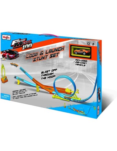 Fresh Metal 100 Loop & Launch Stunt Set with 1 Car – Action Track ROU12552 Burago | Futurartshop.com