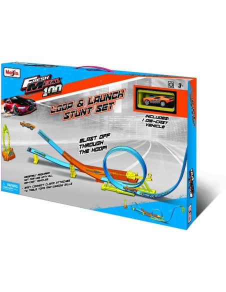 Fresh Metal 100 Loop & Launch Stunt Set with 1 Car – Action Track ROU12552 Burago | Futurartshop.com