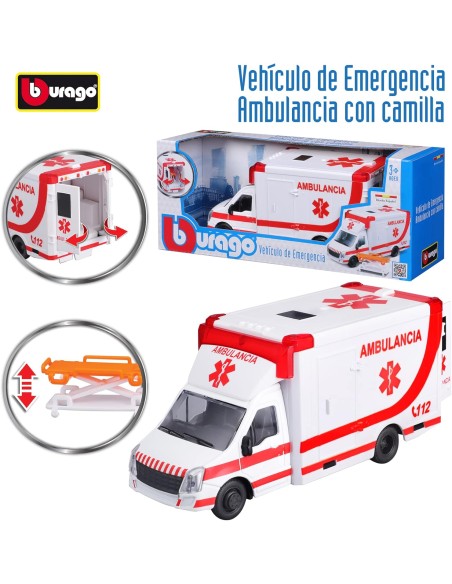 Ambulanza con Barella – Veicolo Soccorso Die-Cast ROU18-32266 Burago | Futurartshop.com