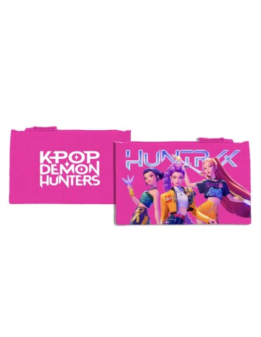 K-Pop Demon Hunters Pink PolyCotton Pouch Zip Cosmetic Bag CORW17042 Coriex | Futurartshop.com
