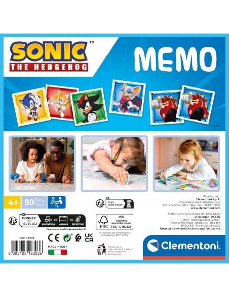 Sonic Memo Memory Game 80 Cards Educational 3+ CLE18303 Clementoni | Futurartshop.com