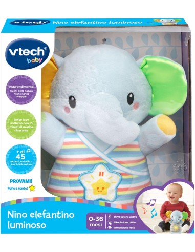Nino Elefantino Luminoso Peluche Interattivo 6-36M VIT508607 Vtech | Futurartshop.com