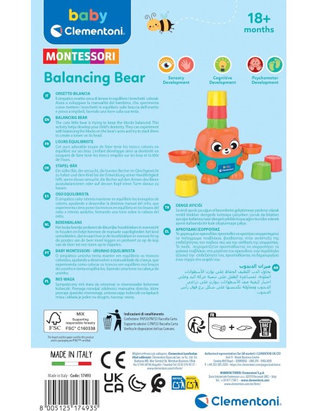 Montessori Orsetto Bilancia 6 Pesi 18m+ CLE17493 Clementoni | Futurartshop.com