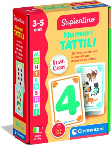 Numeri Tattili 48 Flashcards Montessori 3-5 Anni CLE16837 Clementoni | Futurartshop.com
