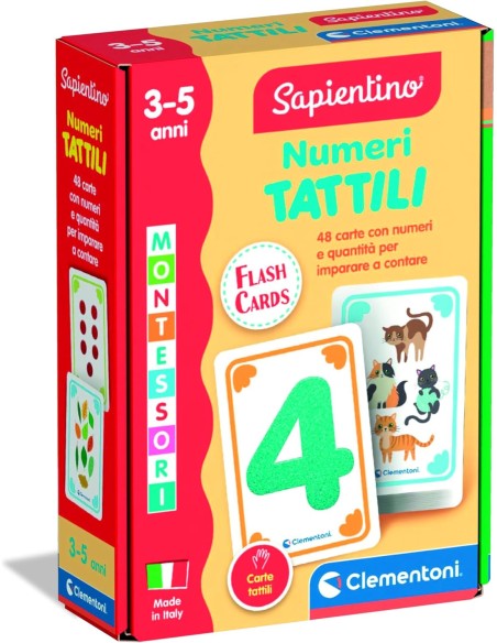 Numeri Tattili 48 Flashcards Montessori 3-5 Anni CLE16837 Clementoni | Futurartshop.com