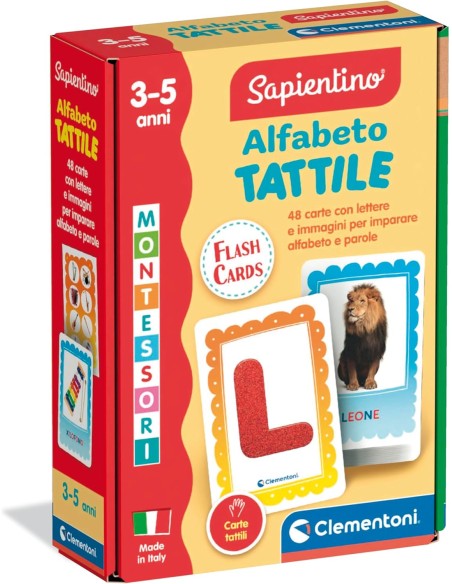 Tactile Alphabet 48 Flashcards Montessori 2-5 Years CLE16838 Clementoni | Futurartshop.com