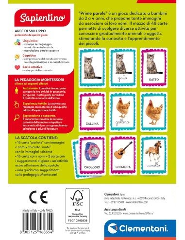 First Words 48 Flashcards Montessori 2-5 Years CLE16835 Clementoni | Futurartshop.com