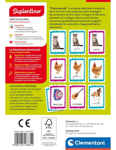 First Words 48 Flashcards Montessori 2-5 Years CLE16835 Clementoni | Futurartshop.com