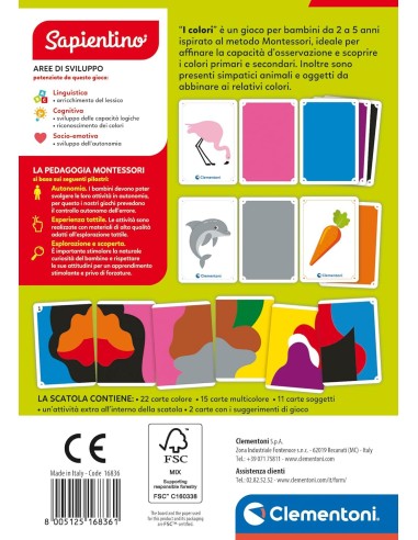 I Colori 48 Flashcards Montessori 2-5 Anni CLE16836 Clementoni | Futurartshop.com
