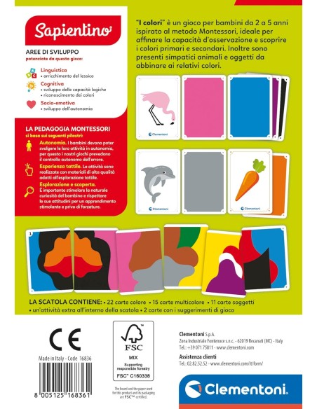 Colours 48 Flashcards Montessori 2-5 Years CLE16836 Clementoni | Futurartshop.com